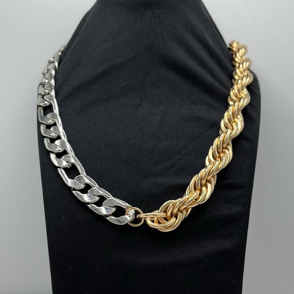 ASOS Men's Stainless Steel Chunk and Gold Rope 24" Chain - Picture 5 of 7